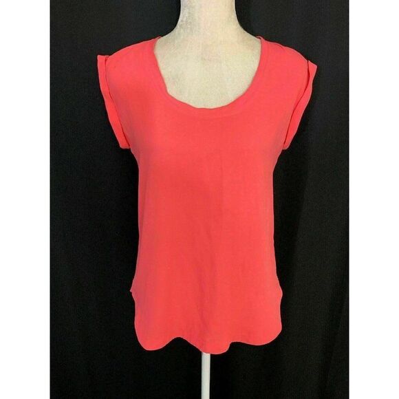 J Crew Coral Pink Scoop Neck Short Sleeve top - Picture 1 of 9